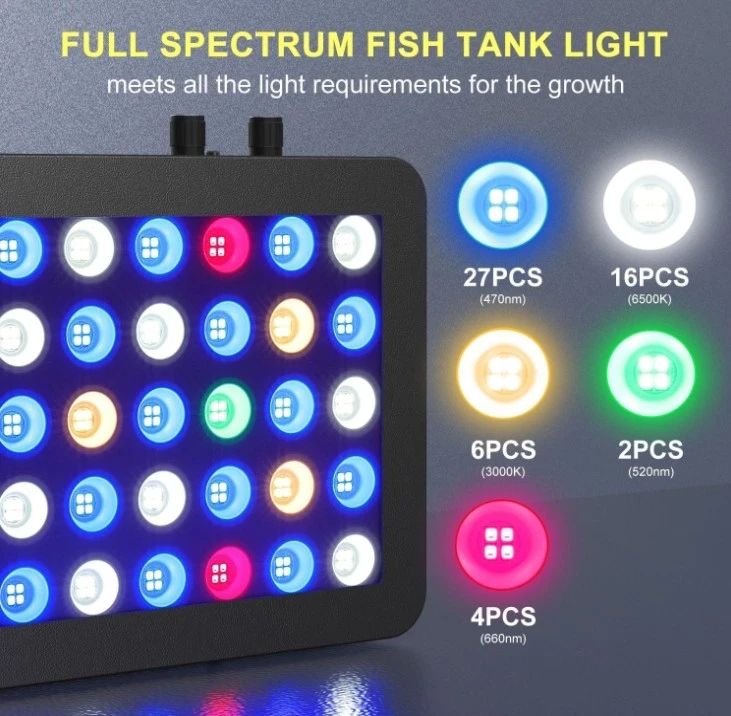165W Dimmable LED Aquarium Light Full Spectrum All Fish Tanks Coral Reef Marine - Image 2 of 4