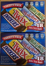 2x Variety Pack Full Size Chocolate Candy Bars 18 Bars Bulk Candy Box 2 Boxes 