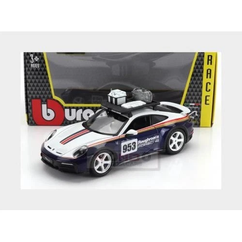 1:24 BURAGO Porsche 911 992 #953 Rally Dakar Roughroads 2023 White Blue BU28029 - Immagine 2 di 2