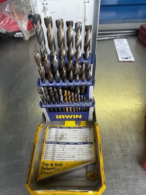 H55 IRWIN Drill Bit Set, High-Speed Steel, 29-Piece (3018005) **READ**