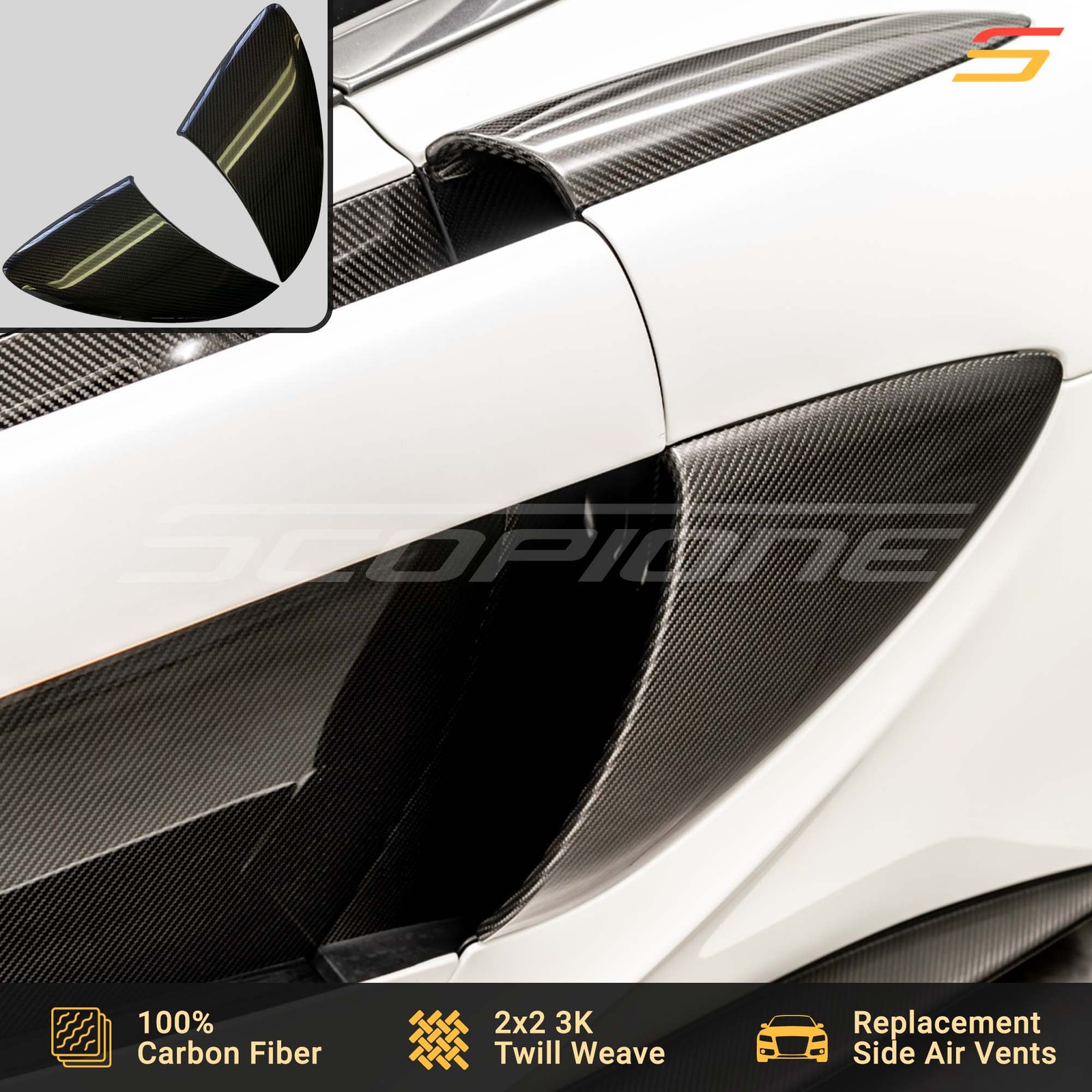Scopione Carbon Fiber Side Air Intake Covers for McLaren 540C 570GT 570S 600LT