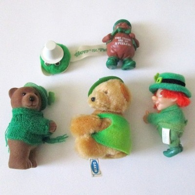 Vintage St Patrick's Day 5 Item Lot Pencil Huggers Weeple Hallmark Irish Figure