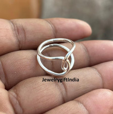 Handmade Sterling Silver Knot Ring: Adjustable Weaved Band All Size