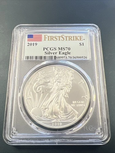 2019 Silver Eagle $1 - PCGS MS70 / First Strike / Flag Label / Nice! No Reserve!