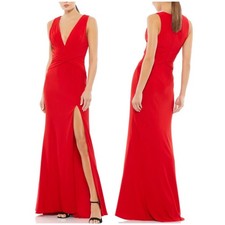 Mac Duggal NWT Plunging Neckline Sleeveless Mermaid Dress Red Size 0 Side Slit