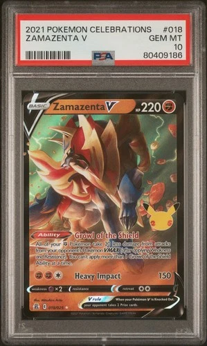 2021 POKEMON CELEBRATIONS #018 ZAMAZENTA V PSA 10