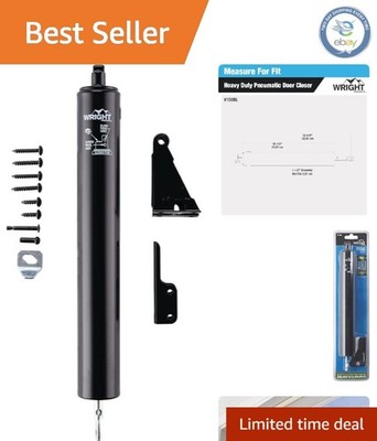 Durable Black Pneumatic Door Closer with Hold-Open Feature | Easy Installation