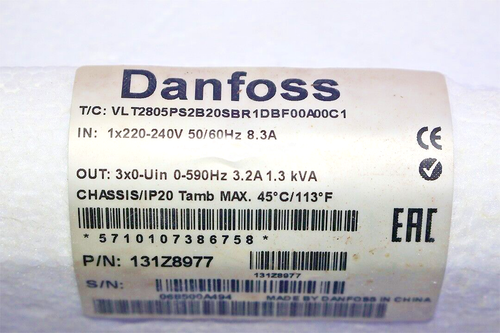 DANFOSS 131Z8977 FREQUENCY INVERTER VLT2805PS2B20SBR1DBF00A00C1 0.55kW / 0.75 HP - Picture 3 of 8