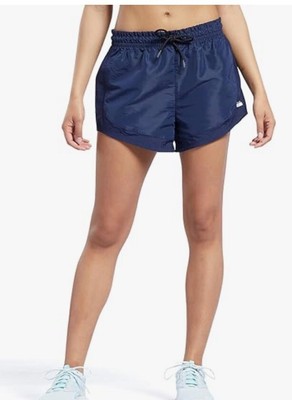 Core 10 by Reebok Women's Shiny Woven Running Shorts Vector Navy Sz Large NWT