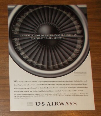 Seltene Werbung US AIRWAYS fliegt 260 amerikanische Städte an - Turbine 1997