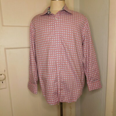 Robert Graham Mens XL Check Checked Paisley Blue Red Flip Cuff