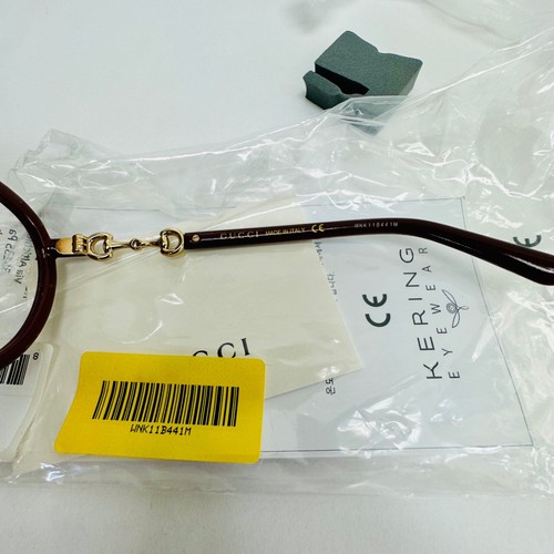 GUCCI Horsebit 0891 Brown Gold Round Retro Eyeglasses GG0891O 002 Optical Unisex - Picture 2 of 9