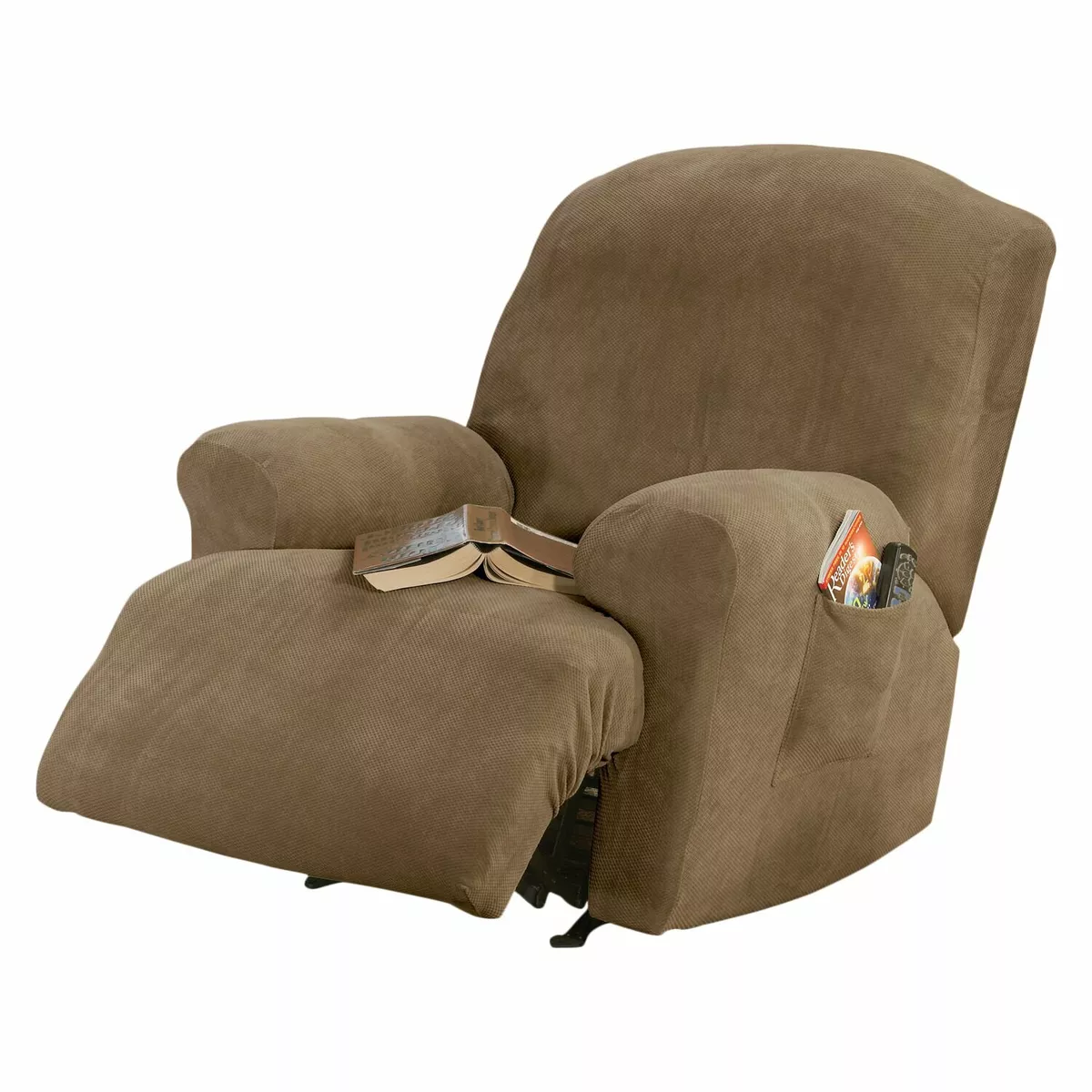 Sure Fit Stretch Pique Recliner chair Slip cover Warm Mushroom