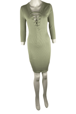 Fashion Nova women's sage fitted dress size L | eBay