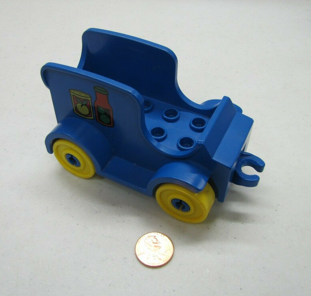Vtg Lego Duplo Blue Old-Fashioned Vehicle Grocery Food Delivery Truck #1
