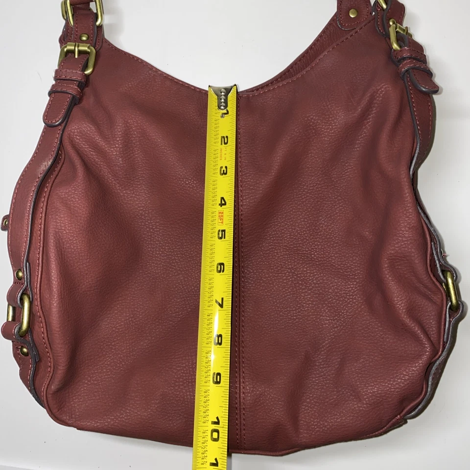 Merona Burgundy Dark Red Hobo Slouchy Handbag Shoulder Purse - Imagem 2 de 4