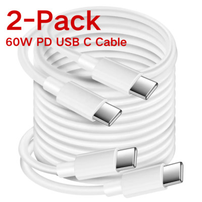 2 Pack 60W Type C to USB-C Cable Fast Charger Cord For iPhone 15 16 Pro Samsung