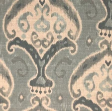 TRAVERS Arterra Ikat Central Asian Blue Linen Cotton Italy Remnant New