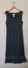 VTG J.B.S. Ltd. Black Polka Dot Party Dress Ruffle Hem Womens Sz 10 EUC Y2K 