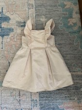 Janie and Jack Gold/ Ivory Jacquard Sleeveless Ruffle Party Dress Size 3T