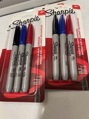 Sharpie Red Blue Black Color Fine Markers Pen The Original Sharpie 3ct - 4 PACKS