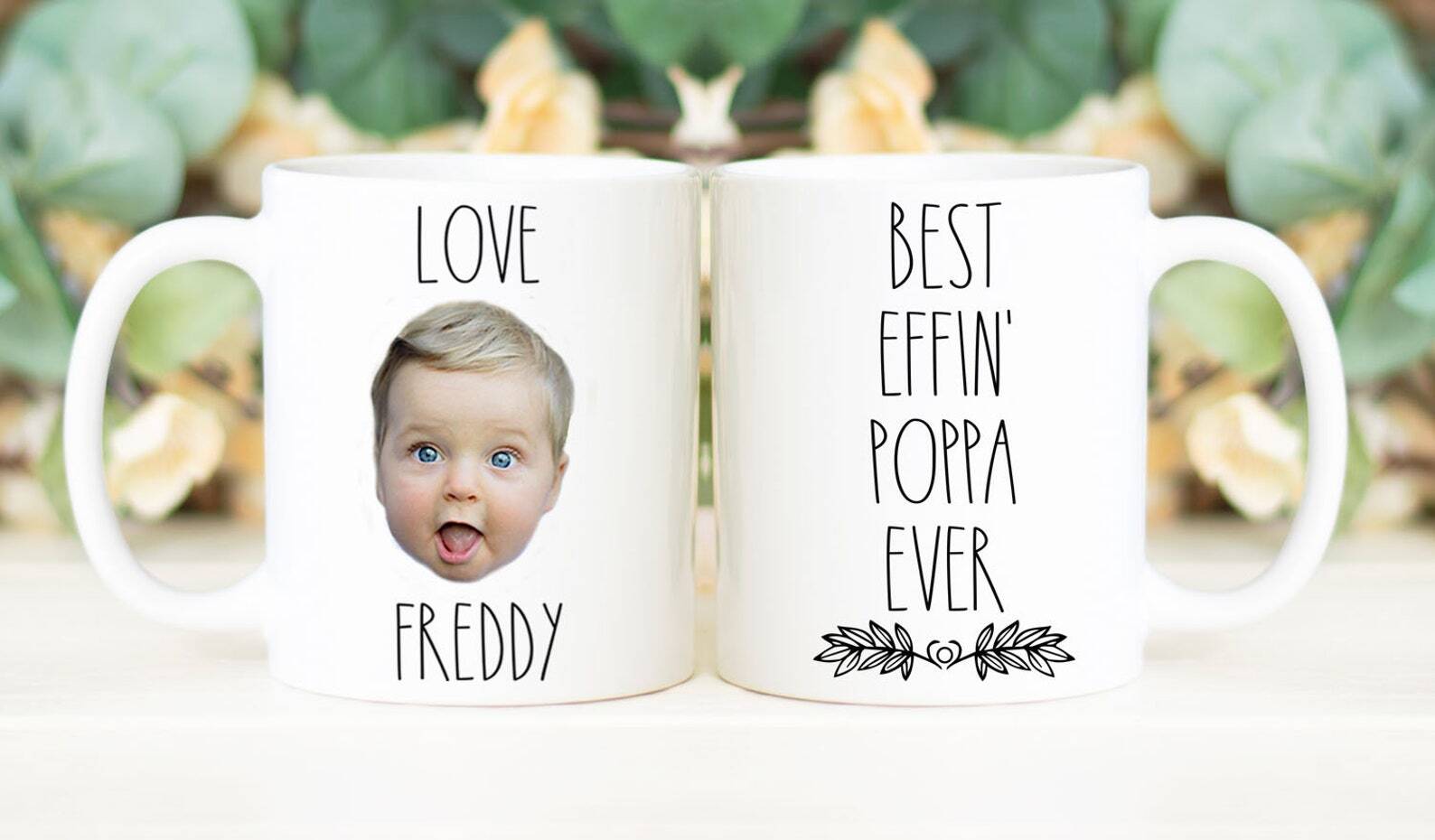 Best Effin' Poppa Ever Mug Father's Day Gift Personalized With Photo Of Kids