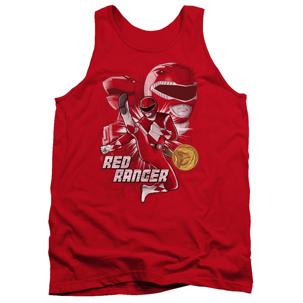 POWER RANGERS RED RANGER Licensed Men's Graphic Tank Top Sleeveless Tee  SM-2XL