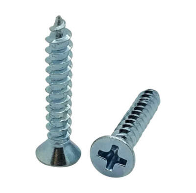 #6 x 1'' Flat Head Zinc Coated Phillips Head Wood Screws, 300 Qty (BCP34)
