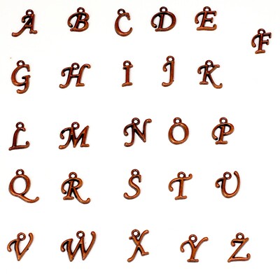 Letter Charms A-Z Necklace, Keychain 2pcs 15mm Gold Copper Brass Silver Findings