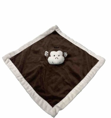 Tiddliwinks Lovey Brown Monkey Baby Security Blanket Cream Edge Velour Plush