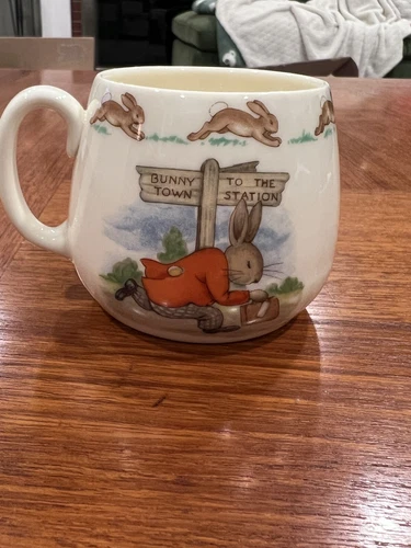Antique Royal Doulton Cup Mug Bunnykins 1936 English Fine Bone China England