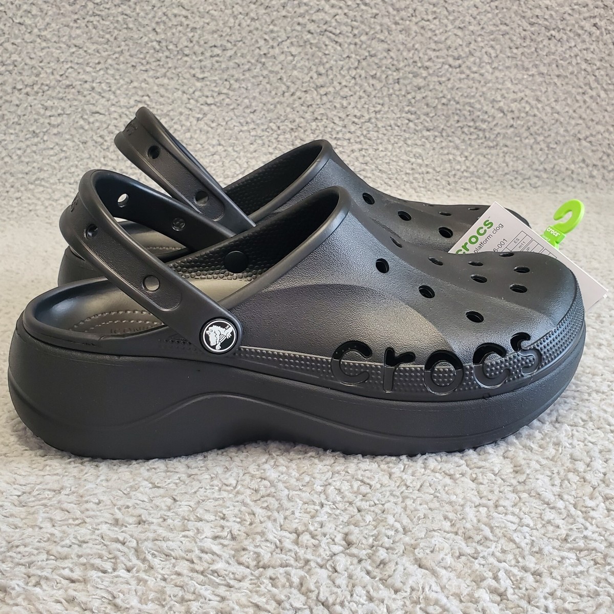 Crocs Baya Platform Shoes Womens Size 11 Black Platform Clogs