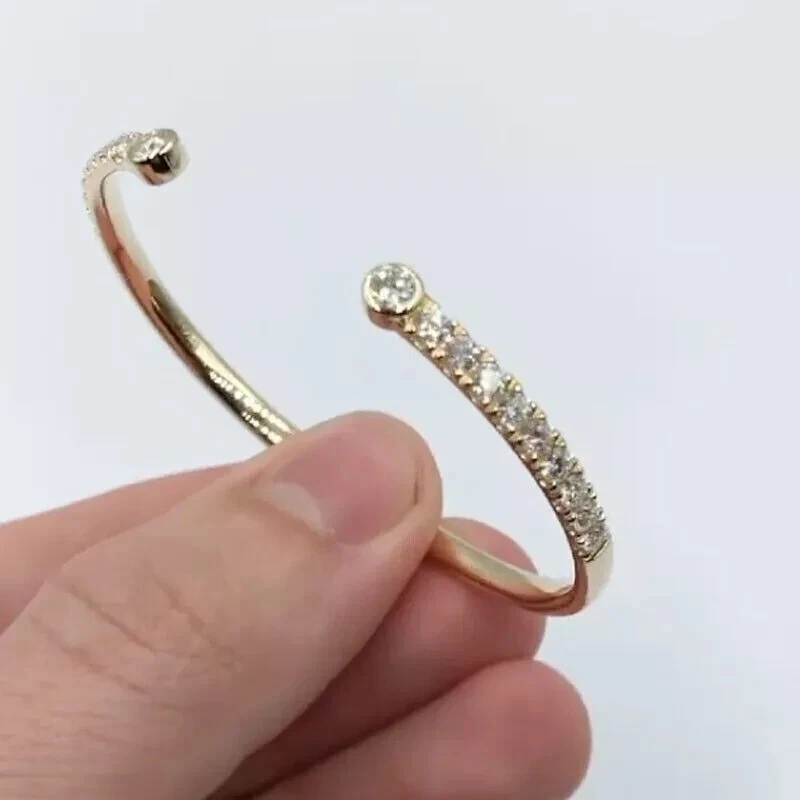 3CtRound Lab Created Diamond Women's Cuff Bangle Bracelet 14K Yellow Gold Finish - Image 2 of 4