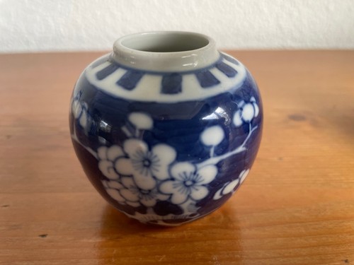 Set 2 Ancien Chinois Glaçure Bleu et Blanc Gingembre Pot Prunus Miniature - Photo 2 sur 9