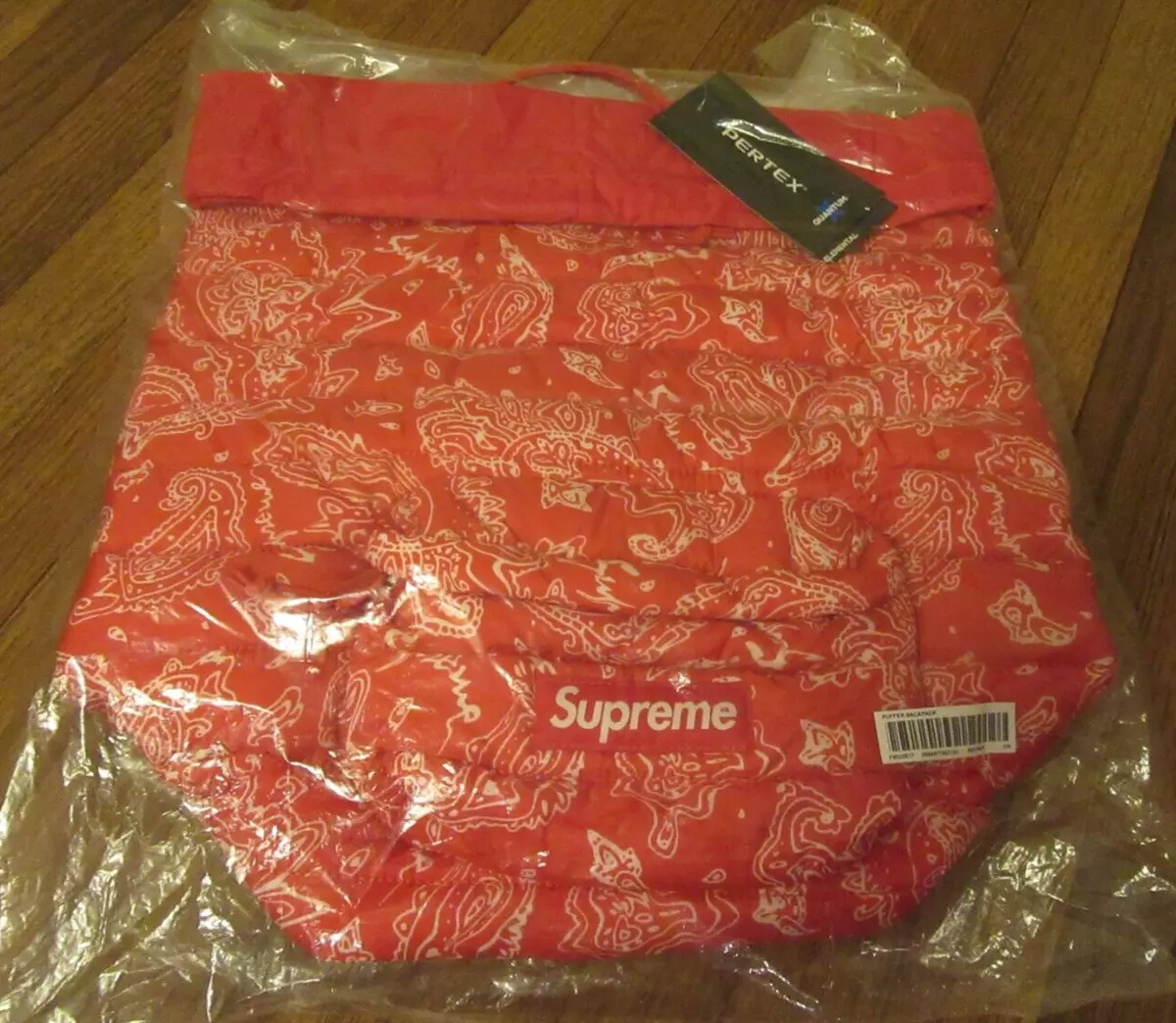 Supreme Puffer Backpack Red Paisley