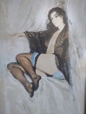 Marshall Dawson Miller Lingerie Boudoir Large Original Gouache Framed Painting