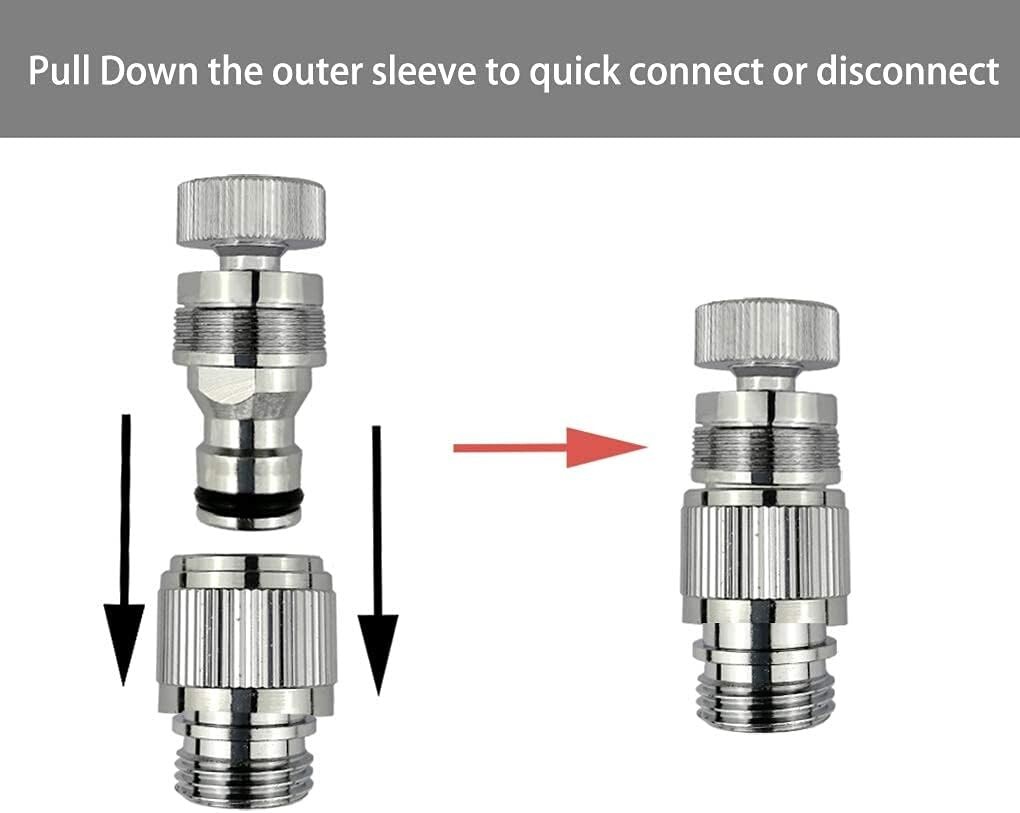 Sink Faucet Quick Connector Adapter to Shower Hose and Garden Hose, 3/4 ...