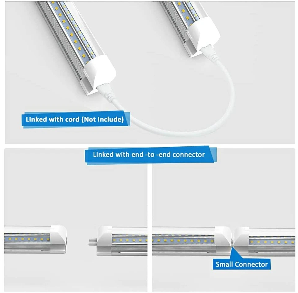 2pcs 20W T8 LED Tube Light Fixtures 6000K V-Shaped Utility Garage Shop Lights - Image 4 of 4