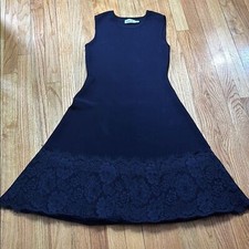 Eliza J Dress Women's Navy Blue Sleeveless Midi Dress with Lace Detail M