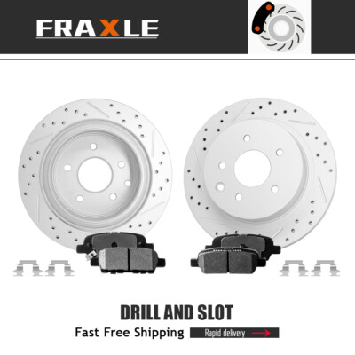 AutoShack Rear Drilled & Slotted Brake Rotors Ceramic Brake Pads | Replacement For Nissan LEAF 350Z Qashqai X-Trail Rogue Sport 2003-2005 INFINITI G35 | E-Coated | 6-PC Brake Kit | ShadowGuard - Foto 4