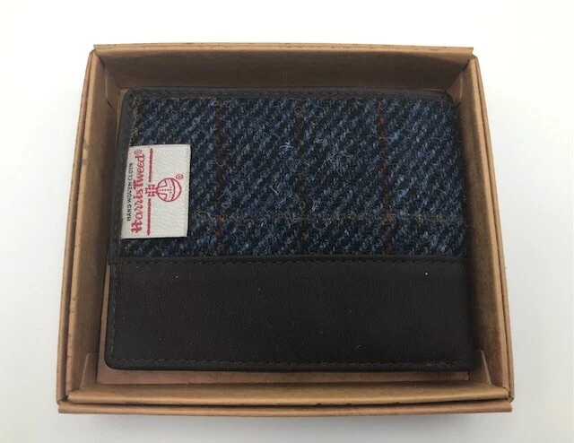 Men s Harris Tweed Leather Wallet Gift Boxed British Bag Company