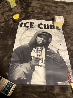 VTG 90s RARE ICE CUBE St Ides Promo POSTER 1994 G-FUNK Malt Liquor 40oz Rap 23.5