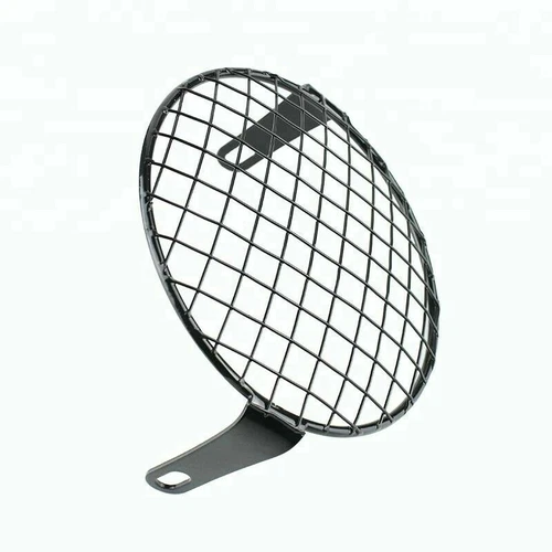 Gloss Black 5 3/4" Steel Motorcycle Headlight Mesh Grill Cover Guard Cafe Racer