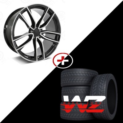 19'' Machine Black Wheels W/Tires Fits Mercedes A250, C250, C300, C350, E350,E550