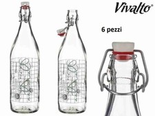 Ensemble De 6 Pièces Bouteille En Verre Décoré Vival 1Lt Bouchon Hermétique DFH