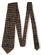 Vtg CHRISTIAN DIOR MONSIEUR Silk Tie (3.5"×58") Navy w/Geometric Made in USA