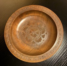 Carved Wooden Decorative Bowl Trinket Dish 7.75 Diameter Marked 3
