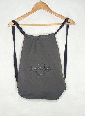 Y2K Hard Rock Cafe Bag Small Gray Canvas Cinch Sack Gym Backpack