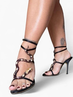 Roberto Cavalli Snake Strap Heels US 7