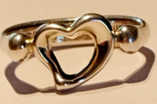 Authentic Tiffany & Co Elsa Peretti Open Heart Sterling Silver Ring Size P
